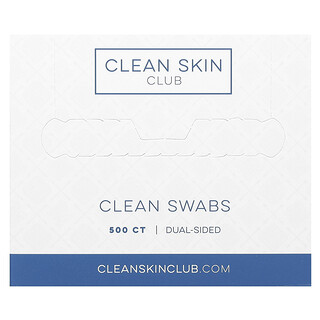 Clean Skin Club, Hisopos limpios, Doble cara, 500 unidades