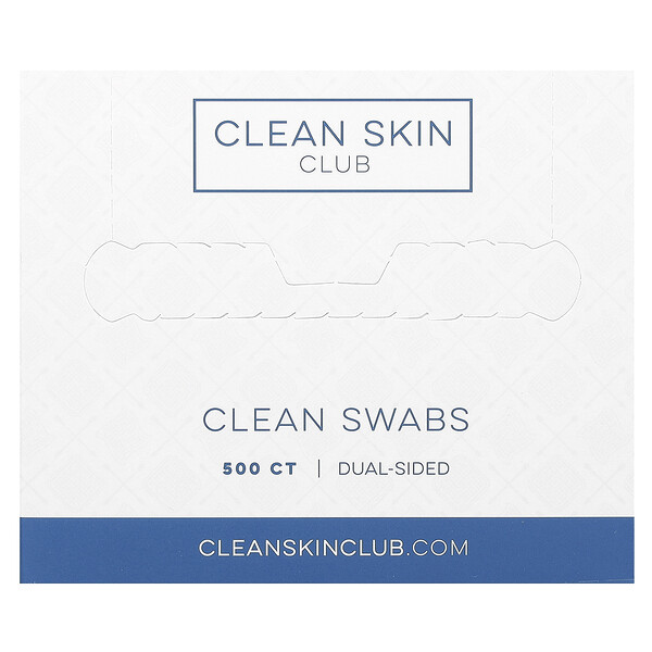 Clean Skin Club Clean Swabs, Dual-Sided , 500 Count
