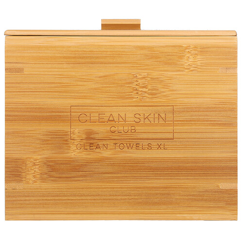 Clean Skin Club Luxe Bamboo Box Clean Towels XL Container with Cover  50 Count