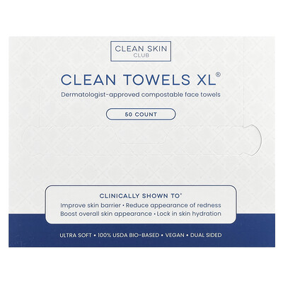 Clean Skin Club Clean Towels XL 50 Count