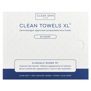 Clean Skin Club, Clean Towalls XL®, 50 Unidades