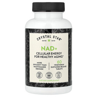 Crystal Star, NAD+, 60 Comprimidos Vegetarianos de Liberação Sustentada