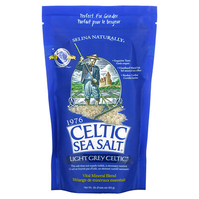 Celtic Sea Salt Light Grey Celtic, смесь основных минералов, 454 г (1 фунт)