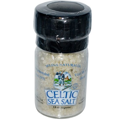 Celtic Sea Salt Мини-мельничка с солью, светло-серая соль Кельтского моря, 1,8 унции (51 г)