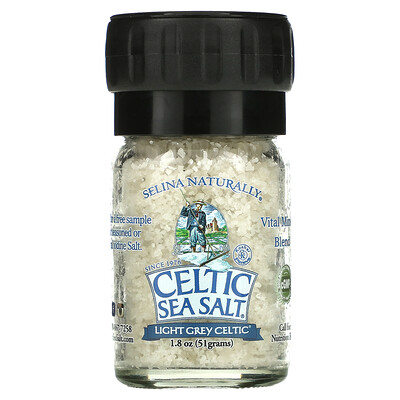 Celtic Sea Salt Light Grey Celtic, кельтская соль, смесь жизненно важных минералов, мини-мельница для соли, 51 г (1,8 унции)