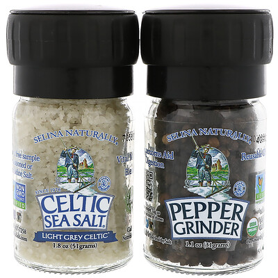 Mini Mixed Grinder Set, Light Grey Celtic Salt & Pepper Grinder, 2.9 oz (82 g)  - купить со скидкой