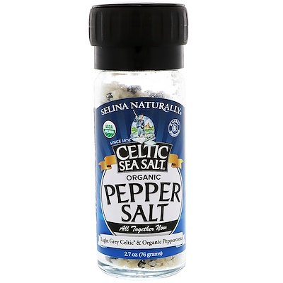 Celtic Sea Salt Organic, Pepper Salt, Light Grey Celtic & Organic Peppercorns, 2.7 oz (76 g)
