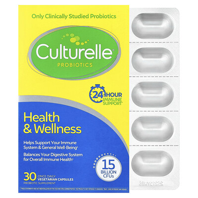 Culturelle, Probióticos, Salud y bienestar, 15.000 millones de UFC, 30 cápsulas vegetales de una vez por día