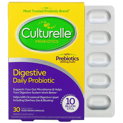 Culturelle Probiotics, Digestive Daily Probiotic, 10 Billion CFUs, 30 Once Daily Vegetarian Capsules