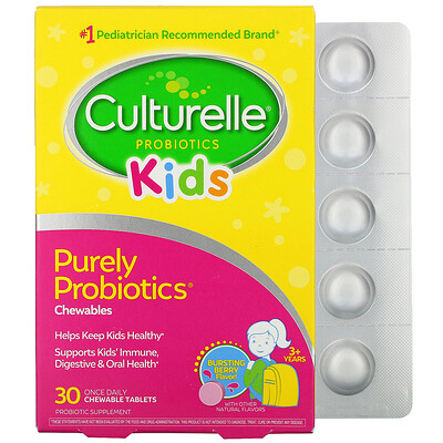 Culturelle Purely Probiotics,чистые пробиотики, для детей старше 3 лет, интенсивный ягодный вкус, 30 жевательных таблеток