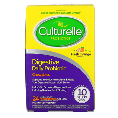Culturelle Digestive Daily Probiotic, Fresh Orange, 24 Once Daily Tablets