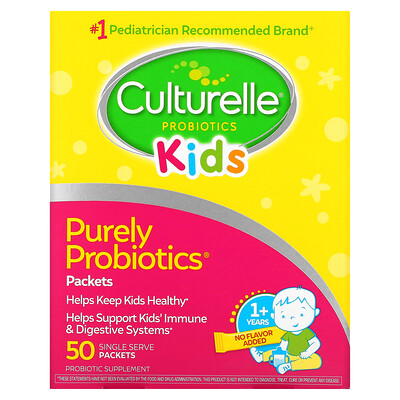 

Culturelle Kids, чистые пробиотики, от 1 года, без ароматизаторов, 50 порционных пакетиков