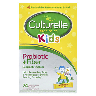 Culturelle, Kids, пробіотик і клітковина, регулярна робота кишечника, для дітей від 1 року, 24 порційні пакетики по 4,8 г (0,17 унції)