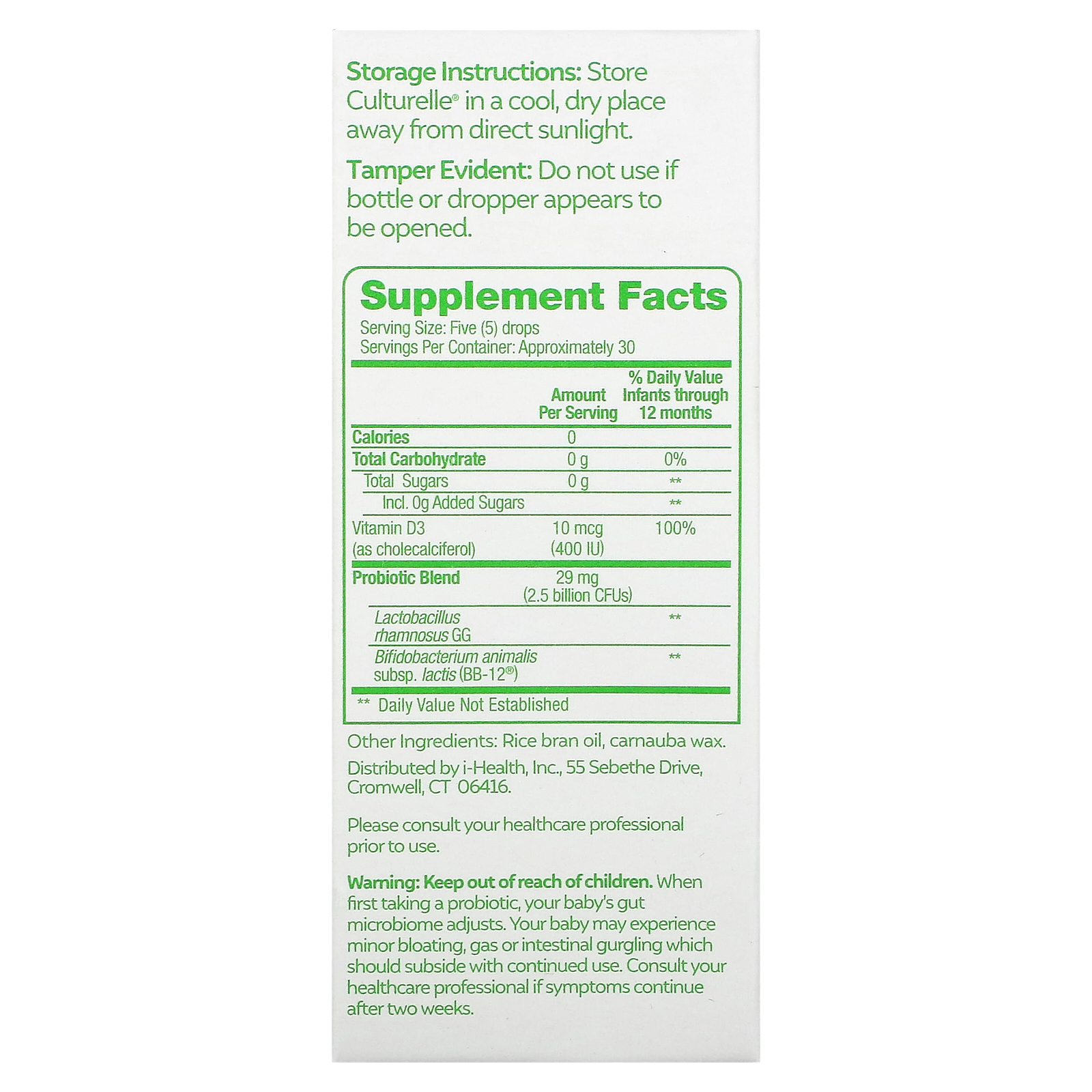 Culturelle, Probiotics, Baby, Immune + Digestive Support, Probiotic & Vitamin D Drops, 012