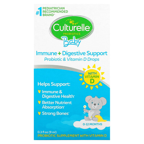 Culturelle‏, Probiotics, Baby, Grow + Thrive, Probiotics + Vitamin D Drops, 0-12 Months, .30 fl oz (9 ml)