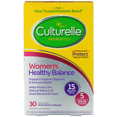 Culturelle Probiotics, Women's Healthy Balance, 30 Once Daily Vegetarian Capsules