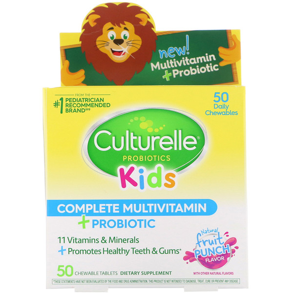 Culturelle, Kids Complete Multivitamin Plus Probiotic, Fruit Punch, 50