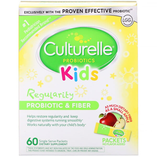 Culturelle, Kids, Regularity Probiotic + Fiber, Unflavored, 60 Single ...