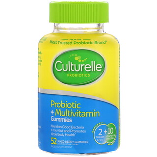 Culturelle, بروبيوتيك + علكات متعدد الفيتامينات، مزيج التوت، 2 مليار وحدة تشكيل مستعمرة، 52 علكة