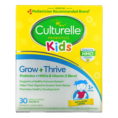Culturelle Kids, Grow + Thrive, Probiotics + HMOs & Vitamin D Blend, 1+ Years, 30 Single Serve Packets