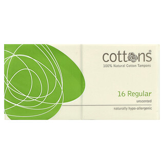 Cottons, %100 Doğal Pamuk Tamponlar, Normal, Kokusuz, 16 Tampon