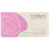100% Natural Cotton Tampons, Super, Unscented, 16 Tampons