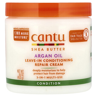 Cantu, Crema acondicionadora y reparadora sin enjuague con aceite de argán, 453 g (16 oz)