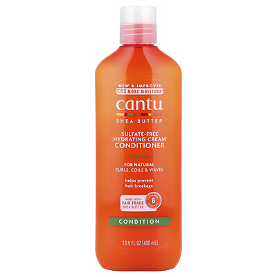 Cantu, Manteca de karité para cabello natural, Crema acondicionadora hidratante sin sulfatos, 400 ml (13,5 oz. Líq.)
