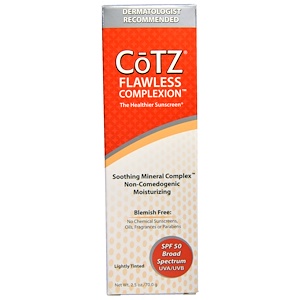 Cotz, Безупречная кожа лица, с легким тоном, фактор защиты SPF 50, 2,5 унции (70 г)