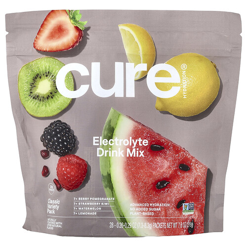 Cure Hydration Electrolyte Drink Mix, Classic Variety Pack, 28 Packets, 7.6 oz (216 g)
