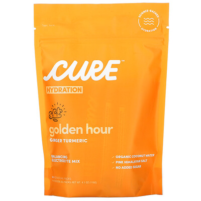 Cure Hydration Hydration Mix, Golden Hour, средство для восполнения потерь жидкости, имбирь и куркума, 14 пакетиков по 8,3 г (0,29 унции)