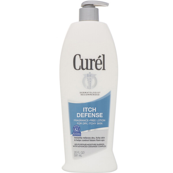 Curel, Itch Defense, 건조하고 가려운 피부를 위한 무향 로션, 591ml(20fl oz)
