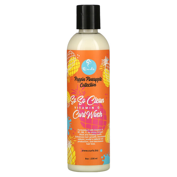 Curls, Poppin Pineapple Collection, So So Clean, Vitamin C, Curl Wash, 8 oz (236 ml)