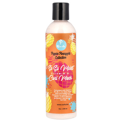 Curls, Colección de piña Poppin, So So Moist, Vitamina C, Mascarilla para rizos, 236 ml (8 oz)