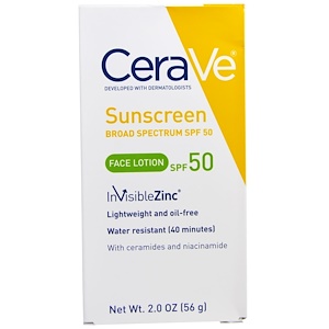 CeraVe, Солнцезащитный крем, лосьон, фактор защиты SPF 50, 2 унции (56 г)