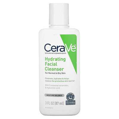 

CeraVe Увлажняющее, очищающее средство для лица, для нормальной и сухой кожи, 87 мл (3 жидк. унции)