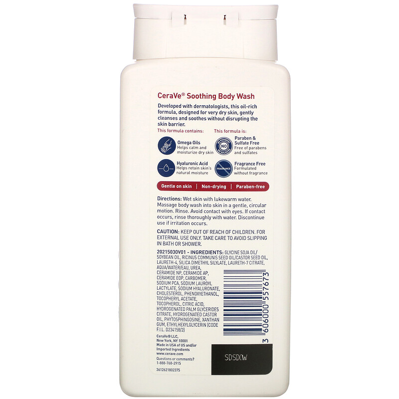 CeraVe, Soothing Body Wash, For Very Dry Skin, 10 fl oz (296 ml) iHerb