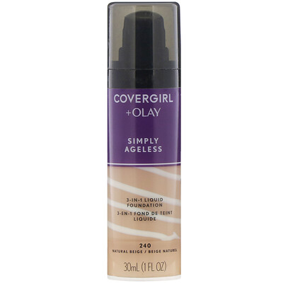 Covergirl Olay Simply Ageless, 3-in-1 Foundation, 240 Natural Beige, 1 fl oz (30 ml)