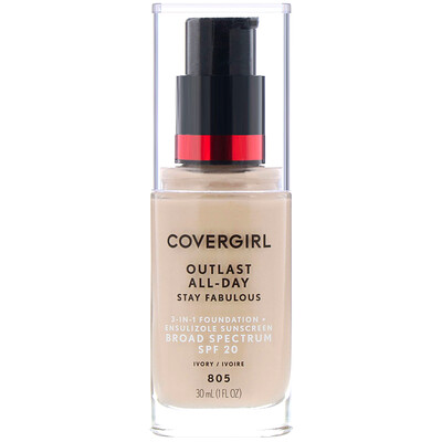 

Covergirl Outlast All-Day Stay Fabulous, тональная основа 3 в 1, оттенок 805 «Слоновая кость», 30 мл (1 жидк. унция)