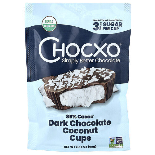 Chocxo, Organic Dark Chocolate, Coconut Cups, 7 Cups, (0.5 oz (14 g) Each