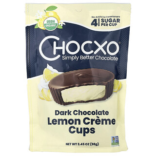 Chocxo, Chocolate negro orgánico, Tartaletas de crema de limón, 7 tartaletas, 14 g (0,5 oz) cada una