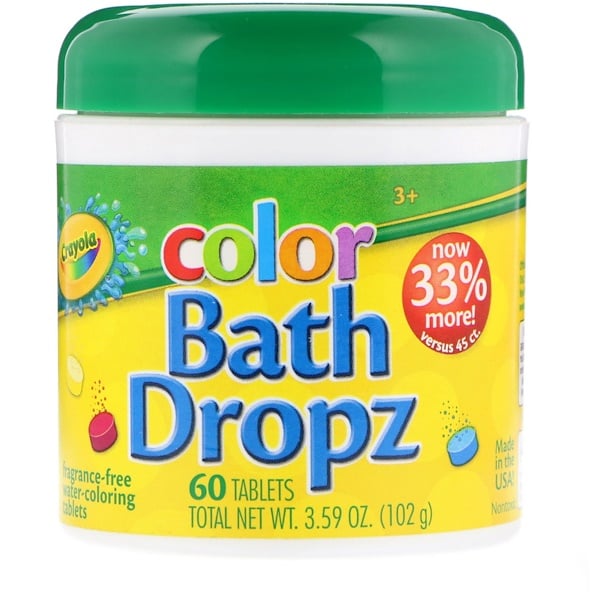 Crayola, Цвет, Bath Dropz, 60 таблеток