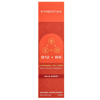 Cymbiotika, Suplemento de liberación liposomal con vitaminas B12 y B6 con minerales fúlvicos, Bayas silvestres, 60 ml (2 oz. líq.)