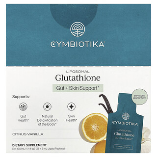 Cymbiotika, Liposomal Glutathione, liposomales Glutathion, Zitrus-Vanille, 26 Flüssigkeitspäckchen, je 5 ml (0,17 fl. oz.).