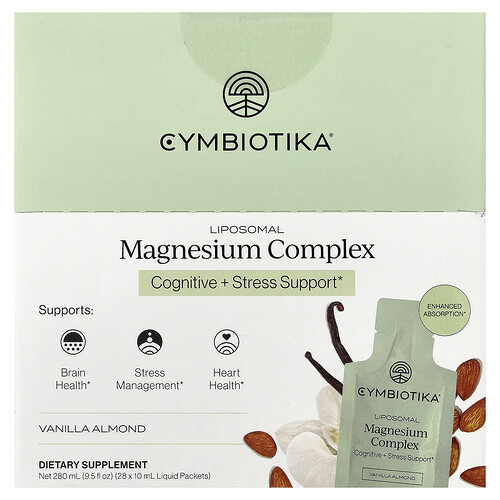 Cymbiotika, Liposomal Magnesium Complex, Vanilla Almond, 28 Liquid Packets, 0.3 fl oz (10 ml) Each