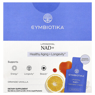 Cymbiotika, Liposomal NAD+, Orange Vanilla, 26 Liquid Packets, 0.34 fl oz (10 ml) Each