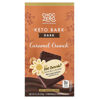 ChocZero, Keto Bark, Dark Chocolate, Caramel Crunch, 8 Mini Bars, 3.2 oz (90 g)