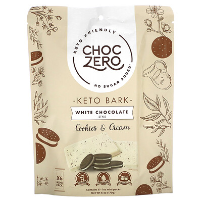ChocZero Keto Bark, белый шоколад, печенье