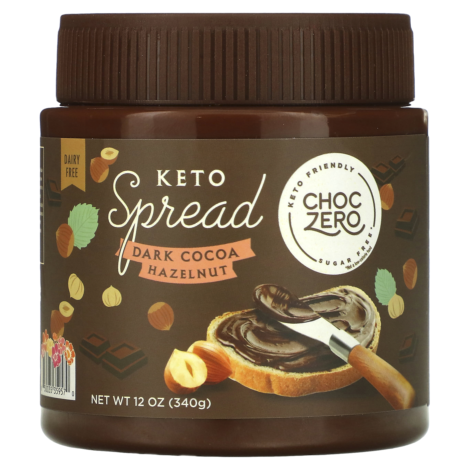 ChocZero, Keto Spread, Dark Cocoa Hazelnut, 12 Oz (340 G)