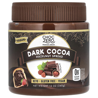 ChocZero, Dark Cocoa Hazelnut Spread, Zartbitter-Kakao-Haselnuss-Aufstrich, 340 g (12 oz.)